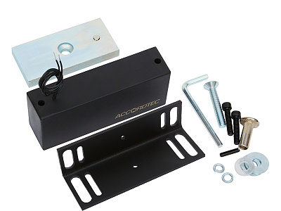 Электромагнитный замок ML-300П с уголком, цвет черный, 300 кг, накладной